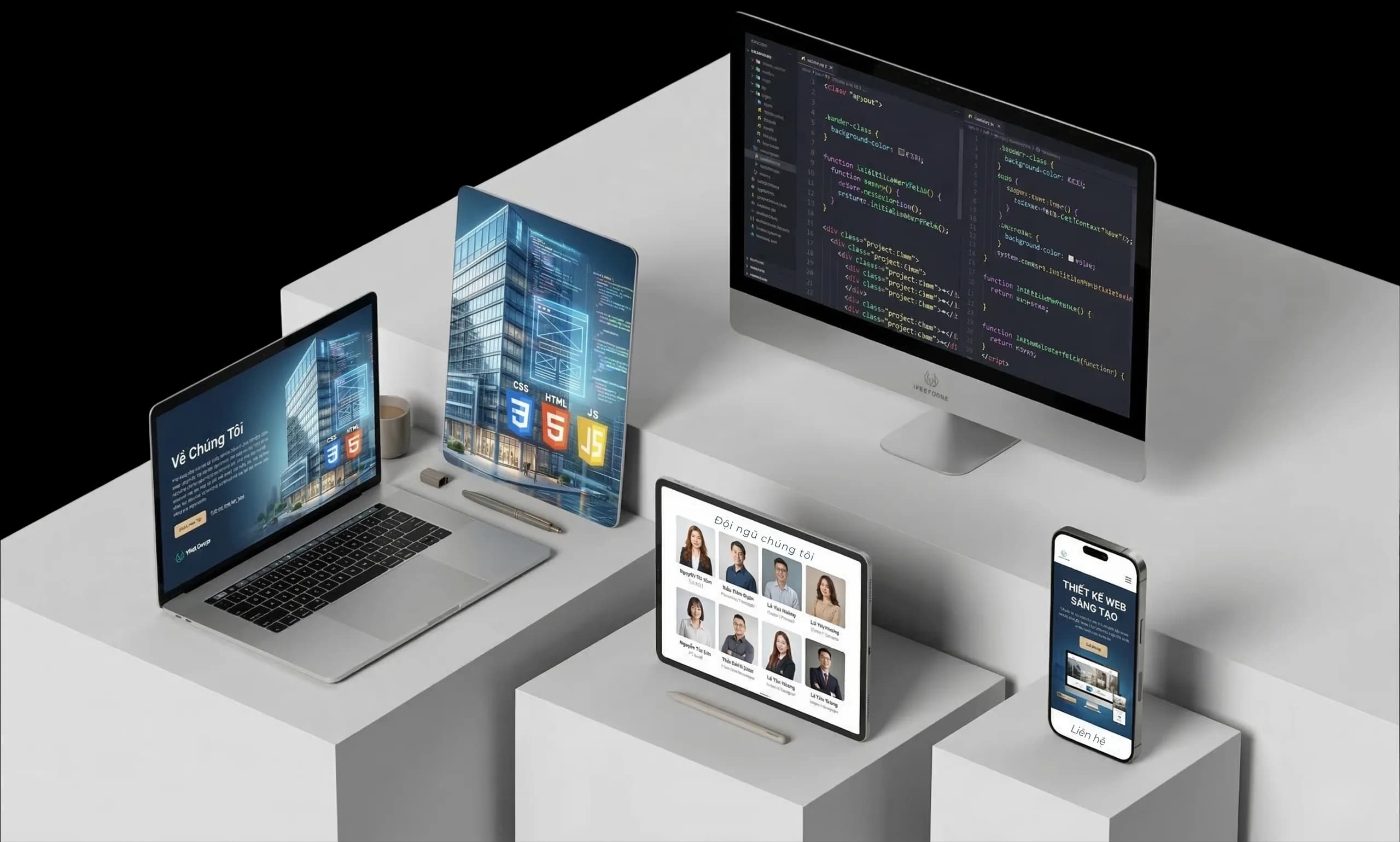 Website showcase across multiple devices